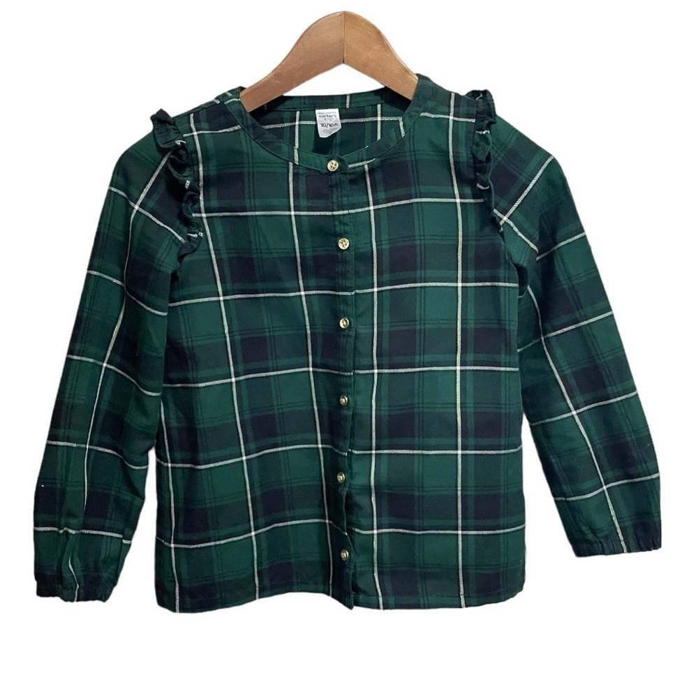 Carters Girls Long Sleeves Green‎ Button down Shirt Size 10 y